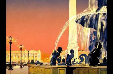 Vintage Travel Print Paris Fountain