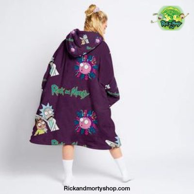 Cool Purple Rick And Morty Oversized Fleece Hoodie