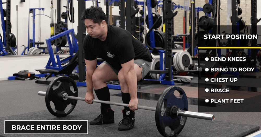 Proper deadlift form — the starting position.