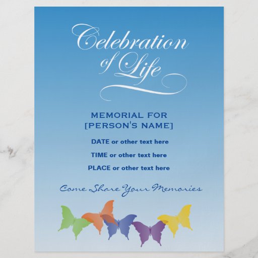 Celebration of Life Butterflies Invitation Flyer | Zazzle