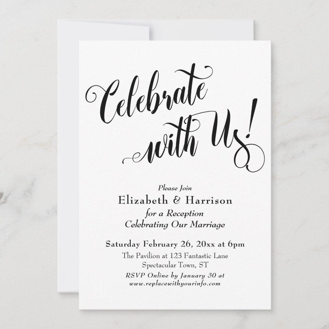 Elaborate Celebrate with Us! Simple White Invitation | Zazzle