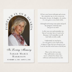 Elegant Memorial Funeral Photo Prayer Card | Zazzle