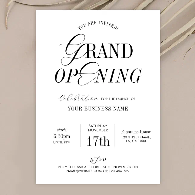 Minimal Nostalgic Elegant Business Grand Opening Invitation | Zazzle