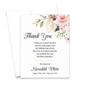 Floral Thank You Cards for Funeral Thank You Notecard, Celebration of ...