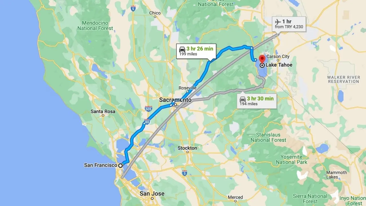 San Francisco To Lake Tahoe Road Trip