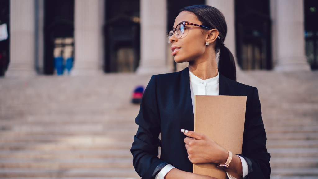 Pensive African American female lawyer in stylish formal suit holding folder with mock up area and looking away standing against courthouse. Half length of woman professional advocate with documents; Shutterstock ID 1008711700; Notes: Muse.com