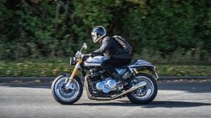 Riding the Norton Commando 961 CR motorcycle.