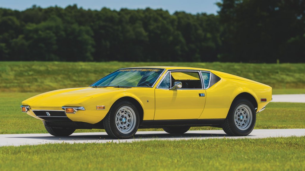 A 1972 De Tomaso Pantera exotic car.