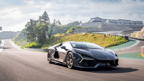 A Lamborghini on track at the Magarigawa Club in Japan.