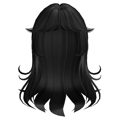 black messy cute layered wavy wispy hair - Roblox ID