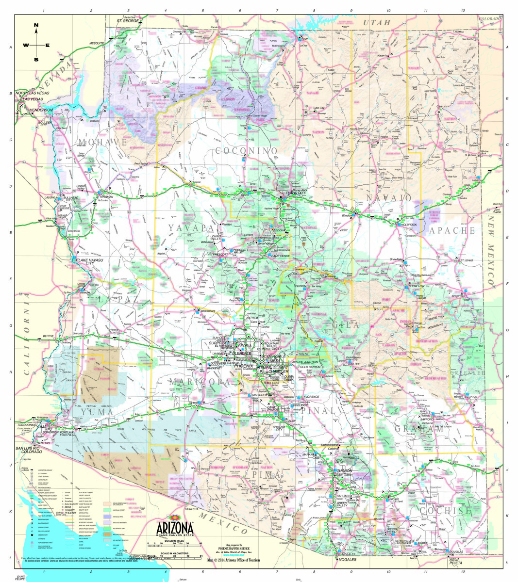 Arizona Map With Cities And Rivers - United States Map