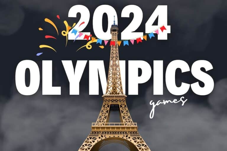 2024 olympics graphic with eiffel tower