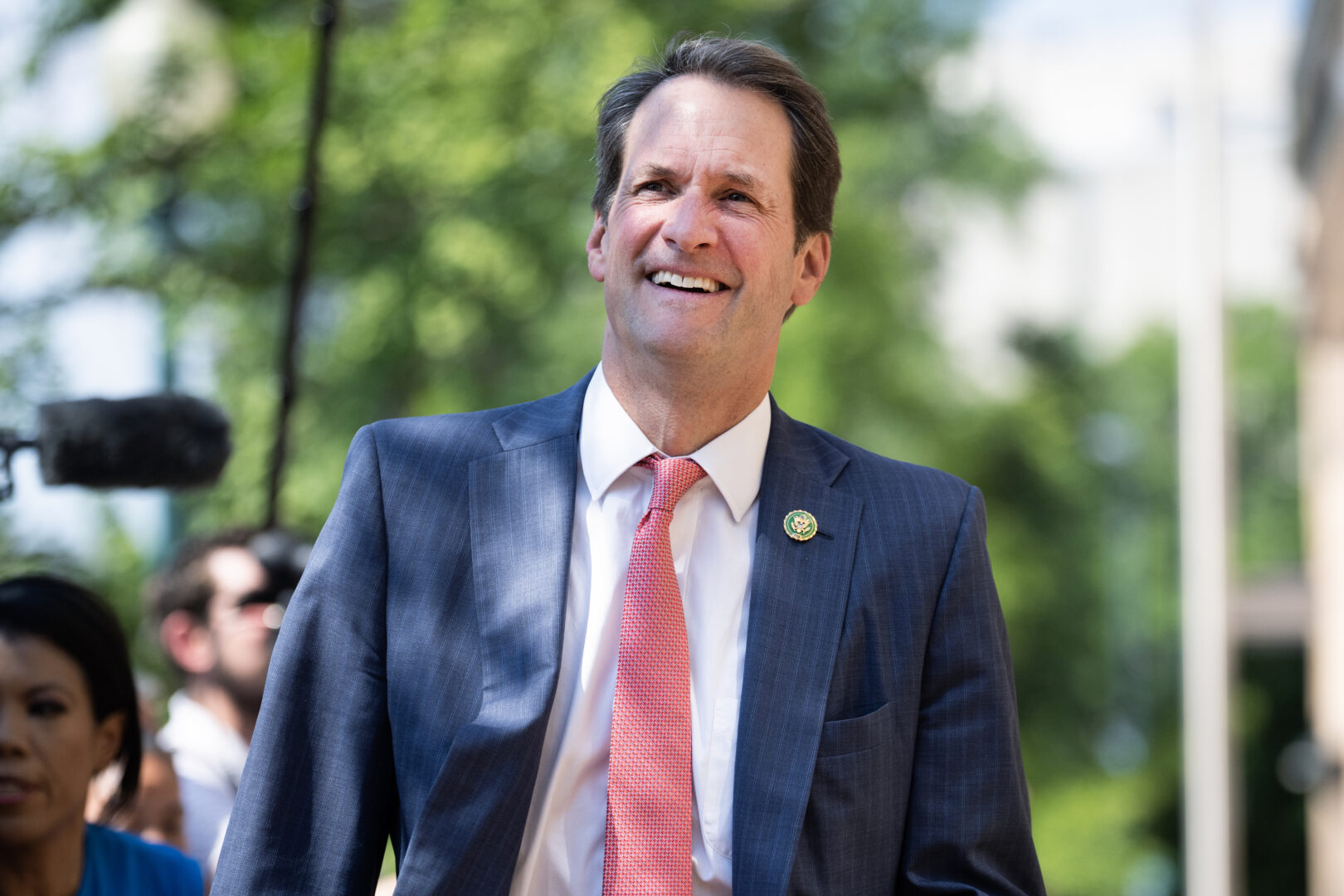 Rep. Jim Himes, D-Conn., leaves a meeting of the House Democratic Caucus about the candidacy of President Joe Biden at the Democratic National Committee on Tuesday, July 9, 2024.