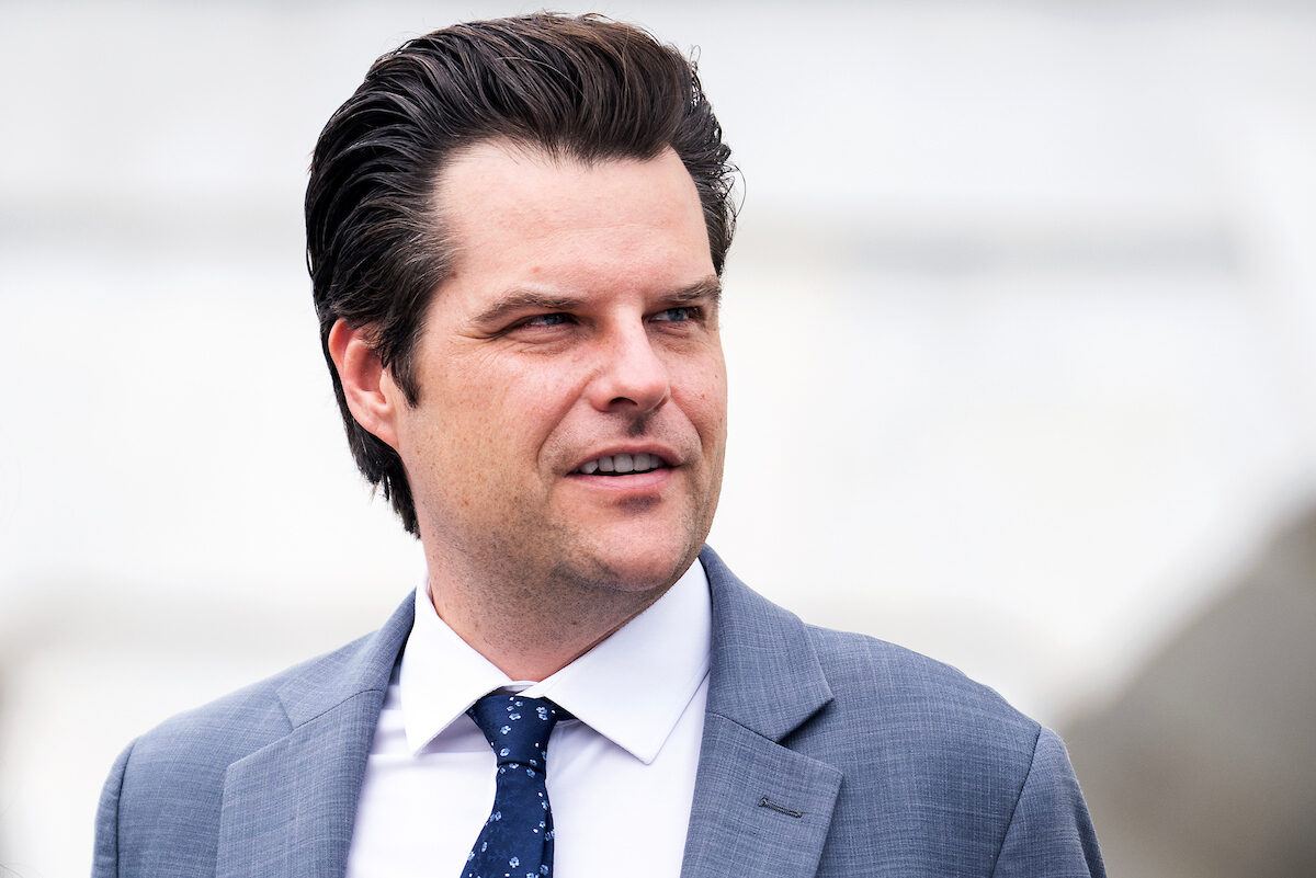 Matt Gaetz, pictured here outside the Capitol in August, resigned from the House last month.