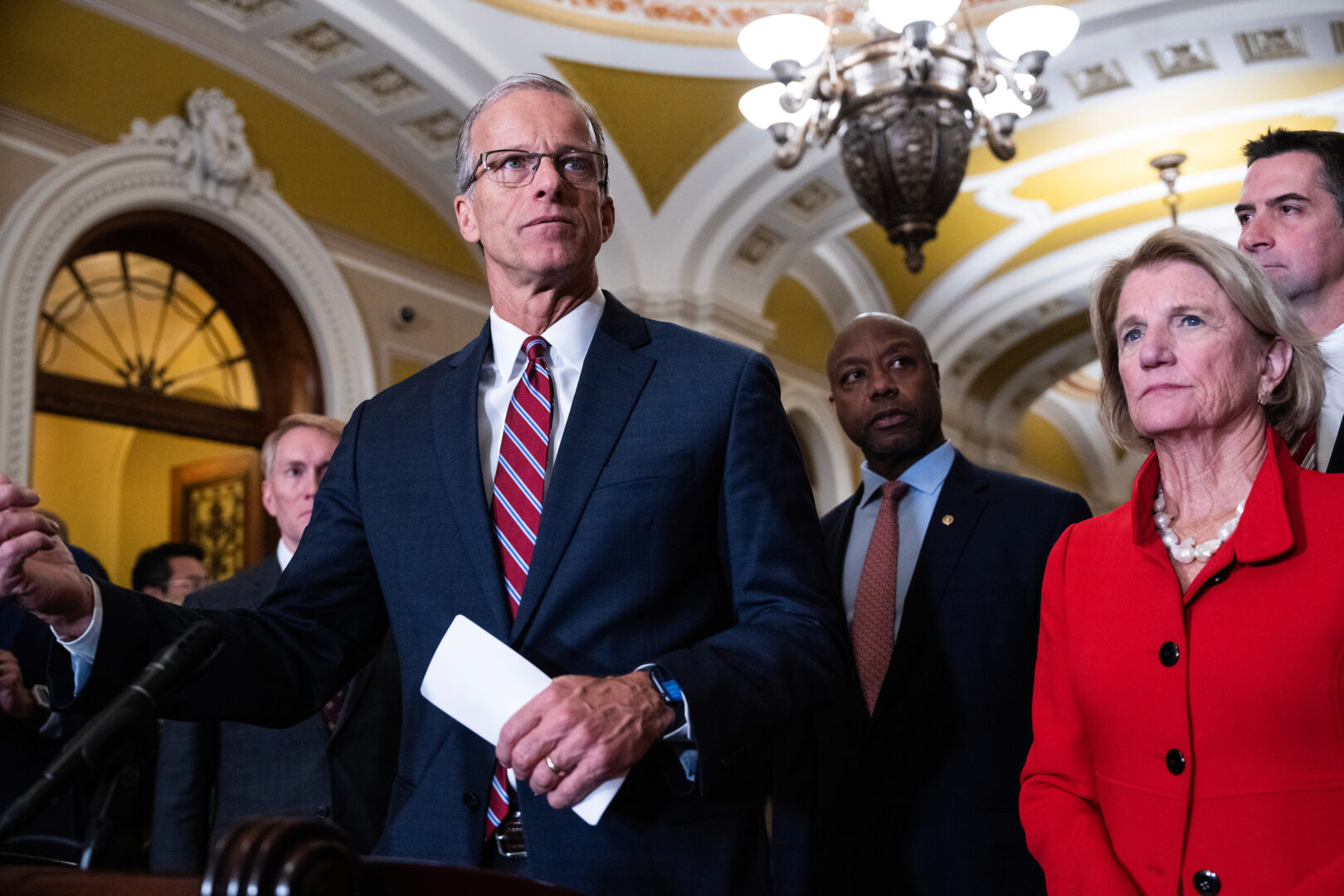 Senate Republicans under incoming leader John Thune, seen in the Capitol last month, are planning as much as $85 billion for border security as part of an initial bill for budget reconciliation. (Tom Williams/CQ Roll Call)