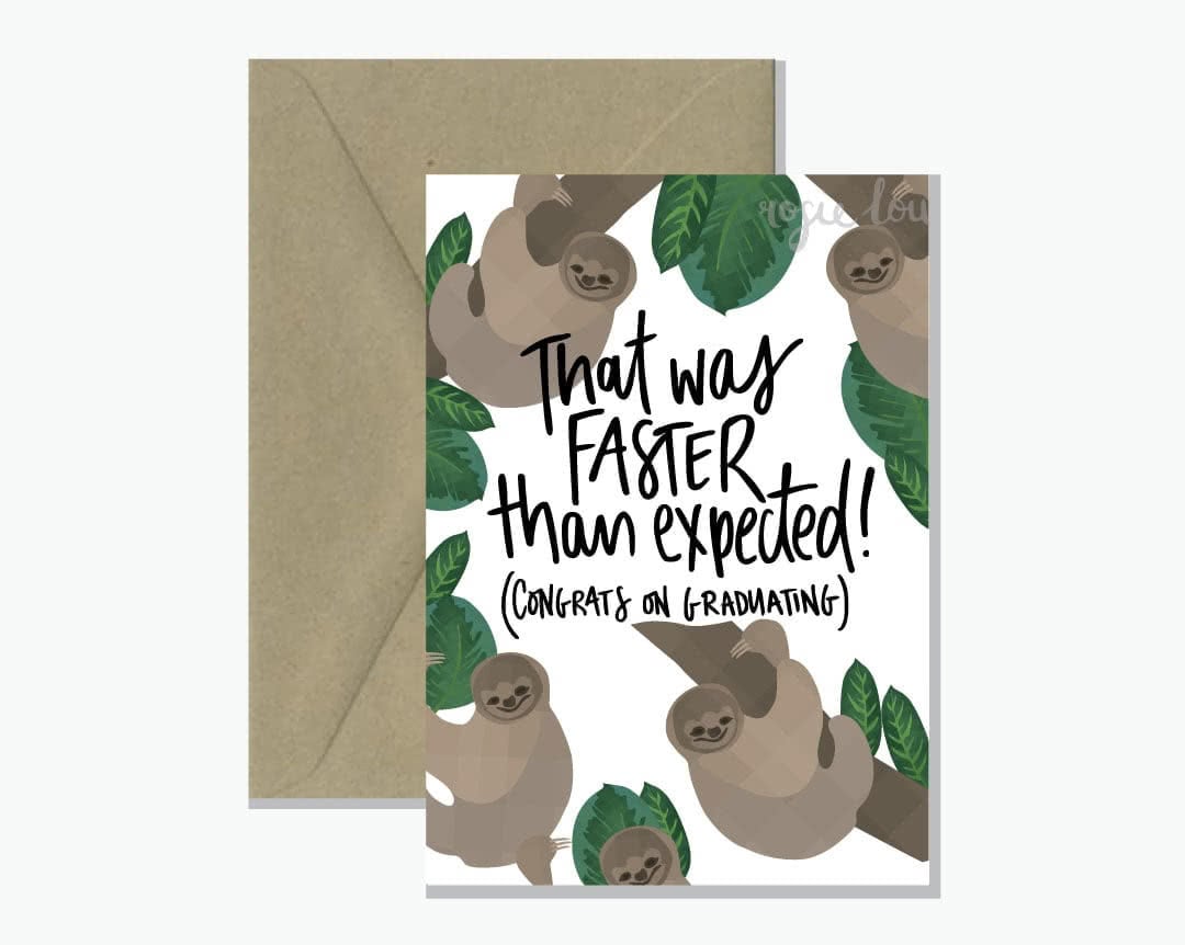 Sloth Graduation Greeting Card - Rosie Lou