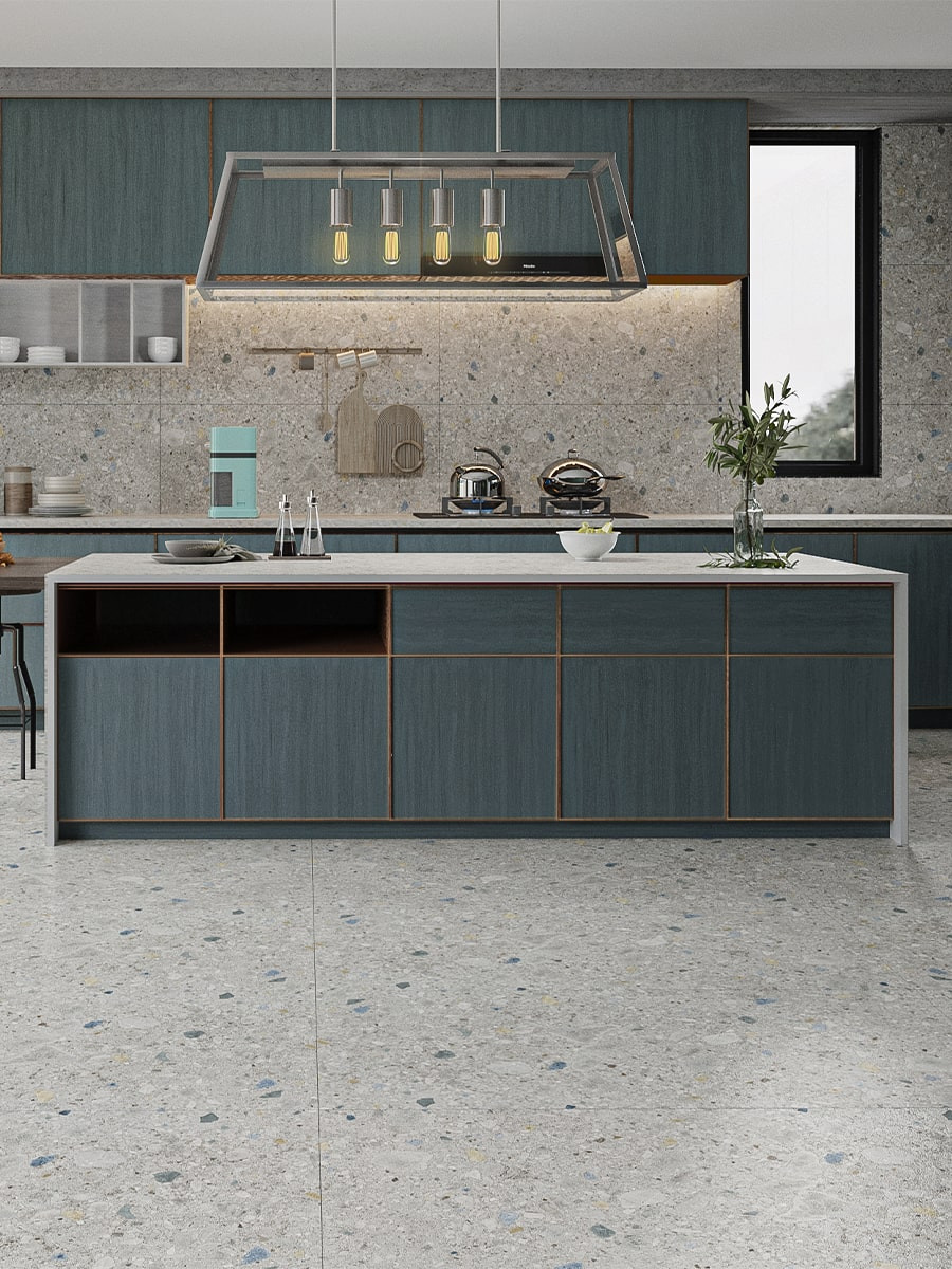 Terrazzo Blue Porcelain Tile - 1200x600mm