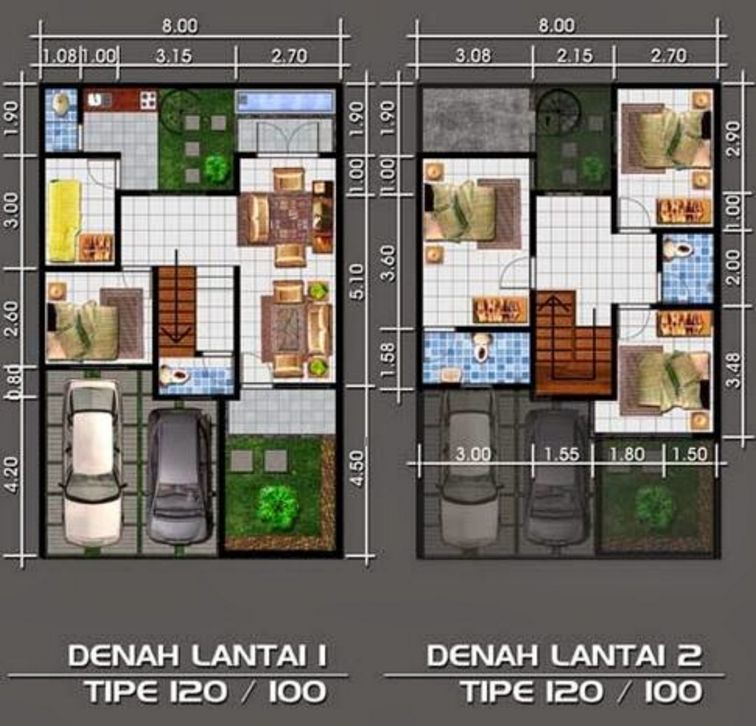   denah  desain rumah  minimalis type  120  1 2 lantai 