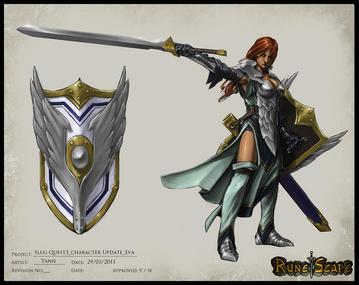 Concept art for Eva and her shield