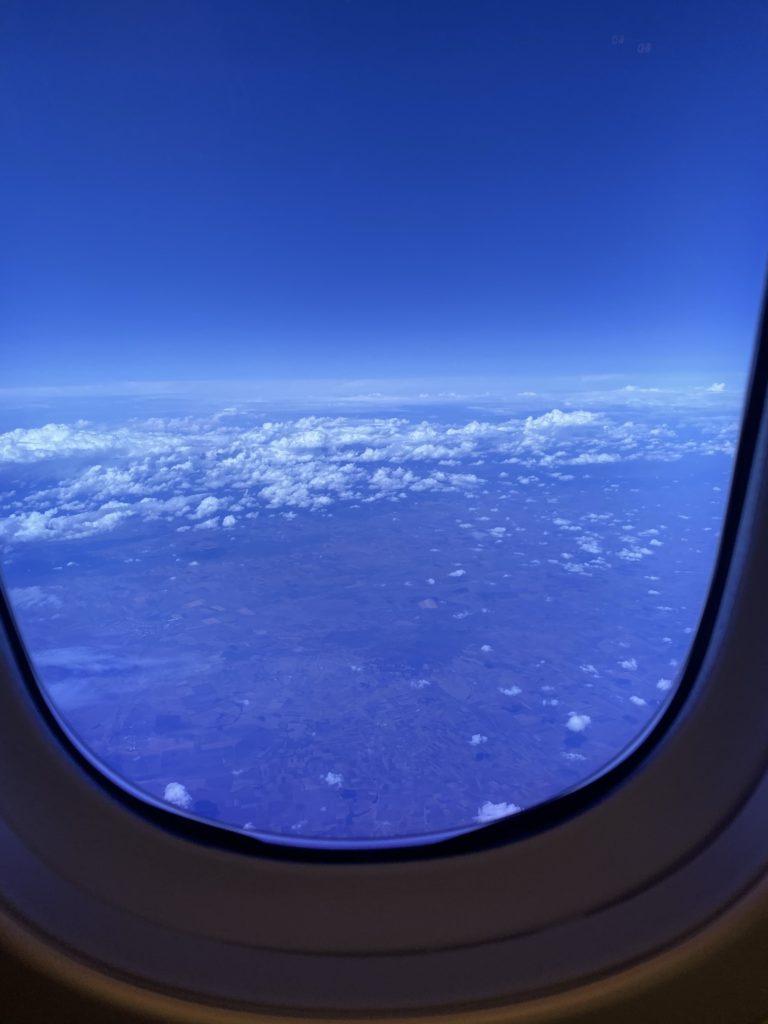 a view of the sky from an airplane window