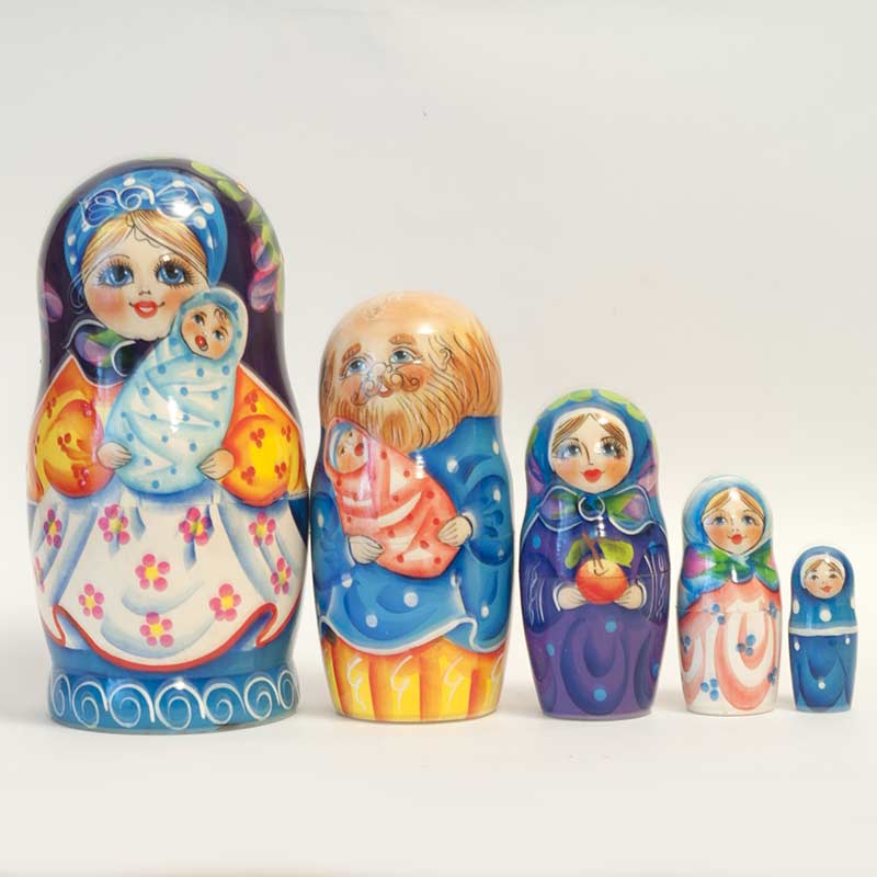 Matryoshka Family with Twins - Matrioshka Nesting Doll - Stacking Doll