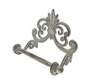 Fleur De Lis Cast Iron Toilet Paper Roll holder | Cast Iron Wall Mounted Toilet Tissue Holder | European Vintage Design | 7.9×4.3×6.3″ | With Screws And Anchors by Comfify (Antique White)