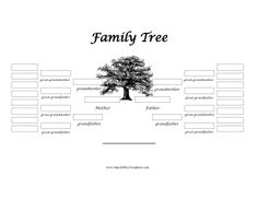 Decorated with a cute, craft tree, this printable family tree has four ...