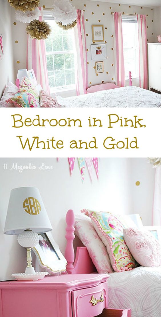  Girl s  Room  in Pink  White Gold  Decor Girls  White gold  