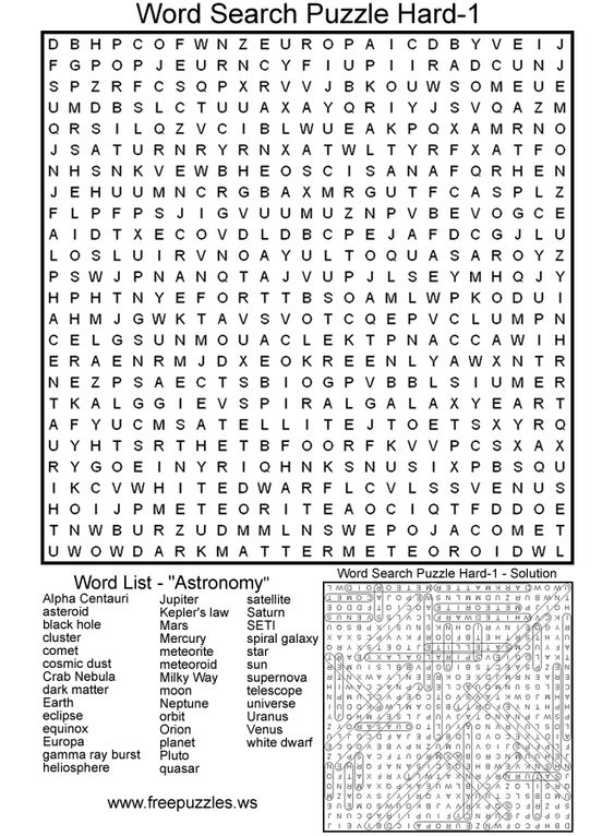 Free Hard Printable Word Search Puzzles | 