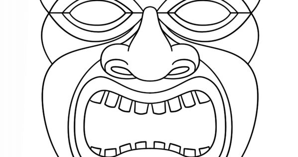 Hawaiian Tiki Masks Coloring Pages | tiki masks | Pinterest