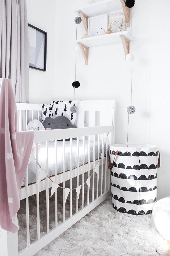 Black and white nursery  with hints of pink Children s 