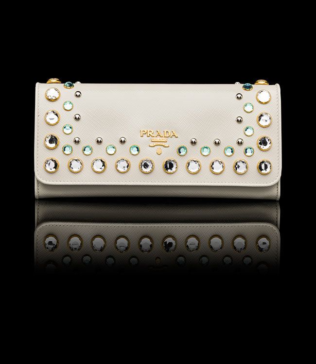 PRADA Studded Patent Saffiano Leather Wallet ($590) ? liked on ...  