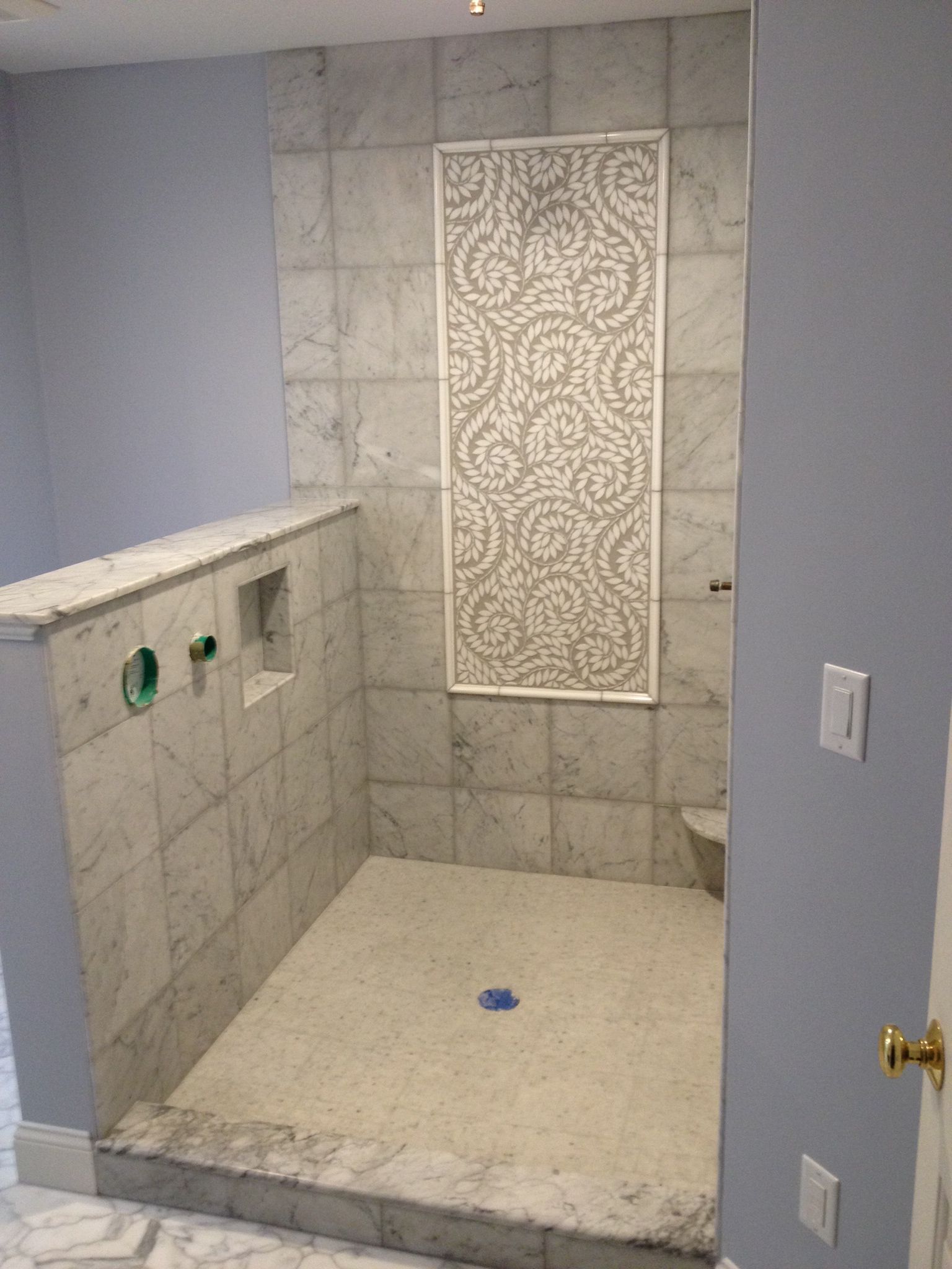 Master Bath Remodel In Bolton MA With Marble Tile And Plastic Faced