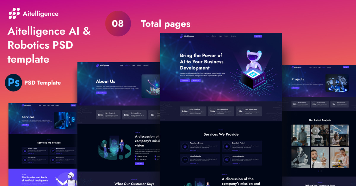 Aitelligence AI & Robotics PSD template