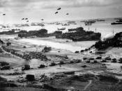 Landing craft and tanks at Omaha beach during the D-Day landings, many of which had departed from Penarth