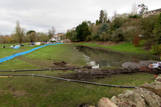 Temporary pond between Wye Street and Wilton Road, Ross-on-Wye