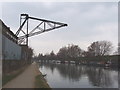 TQ3488 : Black Crane at Oak Wharf timberyard, South Tottenham by David Hawgood