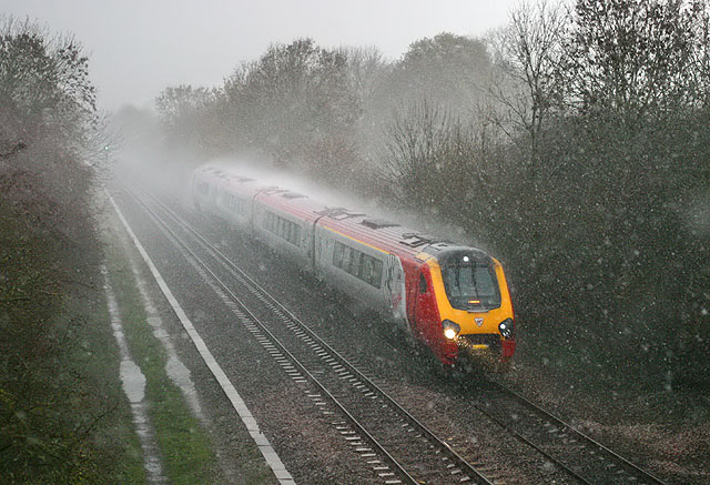 Train in the rain