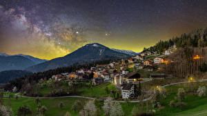 Fonds d'écran Suisse Montagnes Bâtiment Alpes Nuit