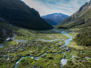 Fonds d'écran Nouvelle-Zélande Montagne Rivière Photographie de paysage Vallée