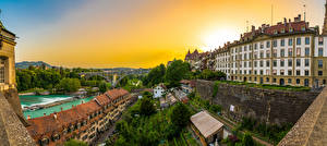 Fonds d'écran Suisse Berne Bâtiment Rivières Panorama Le toit Villes