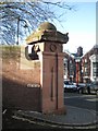 SP0688 : Key Hill Cemetery, Hockley: restored north corner pillar, Key Hill by Robin Stott