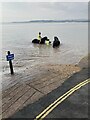 SX9983 : Exercising horses in the Exe estuary, The Rag, Lympstone by David Smith