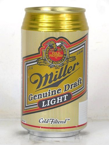 1989 Miller Genuine Draft Light Beer V3 (test?) 12oz Undocumented Bank Top Milwaukee Wisconsin