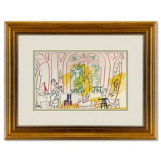 Pablo Picasso (1881-1973), "Carnet de Californie 19.11.55-II" Framed Vintage Lithograph on Paper with Letter of Authenticity.