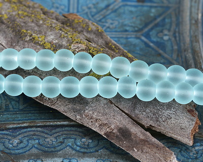 Seafoam Blue Beach-Style Glass Round 6mm