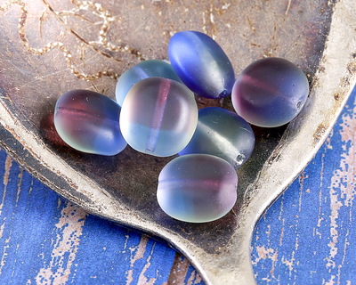 Czech Glass Matte Twilight Skies Flat Nugget 10x9mm