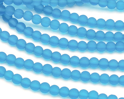 Pacific Blue Beach-Style Glass Round 6mm