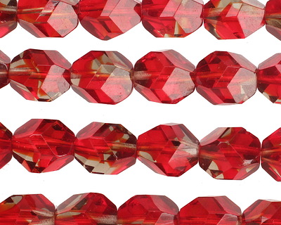 Czech Glass Candied Apple Faceted Nugget 10x9mm