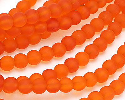 Tangerine Beach-Style Glass Round 8mm